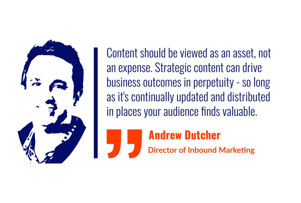 Quote about demand generation from Director of Inbound Marketing, Andrew Dutcher.