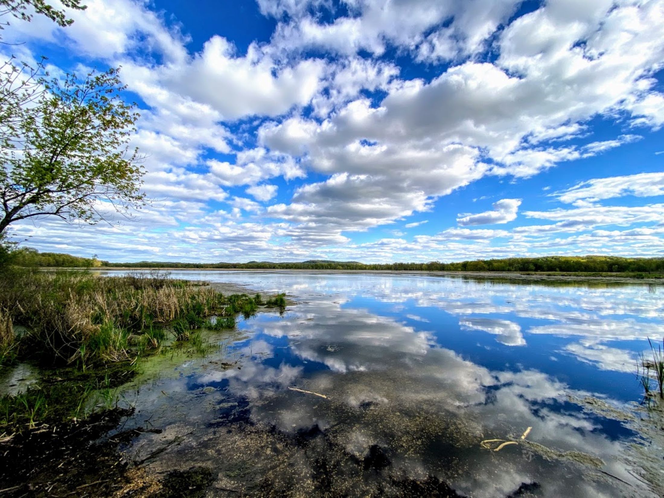 Clouds reflected over the lake in Sauk County, Wisconsin