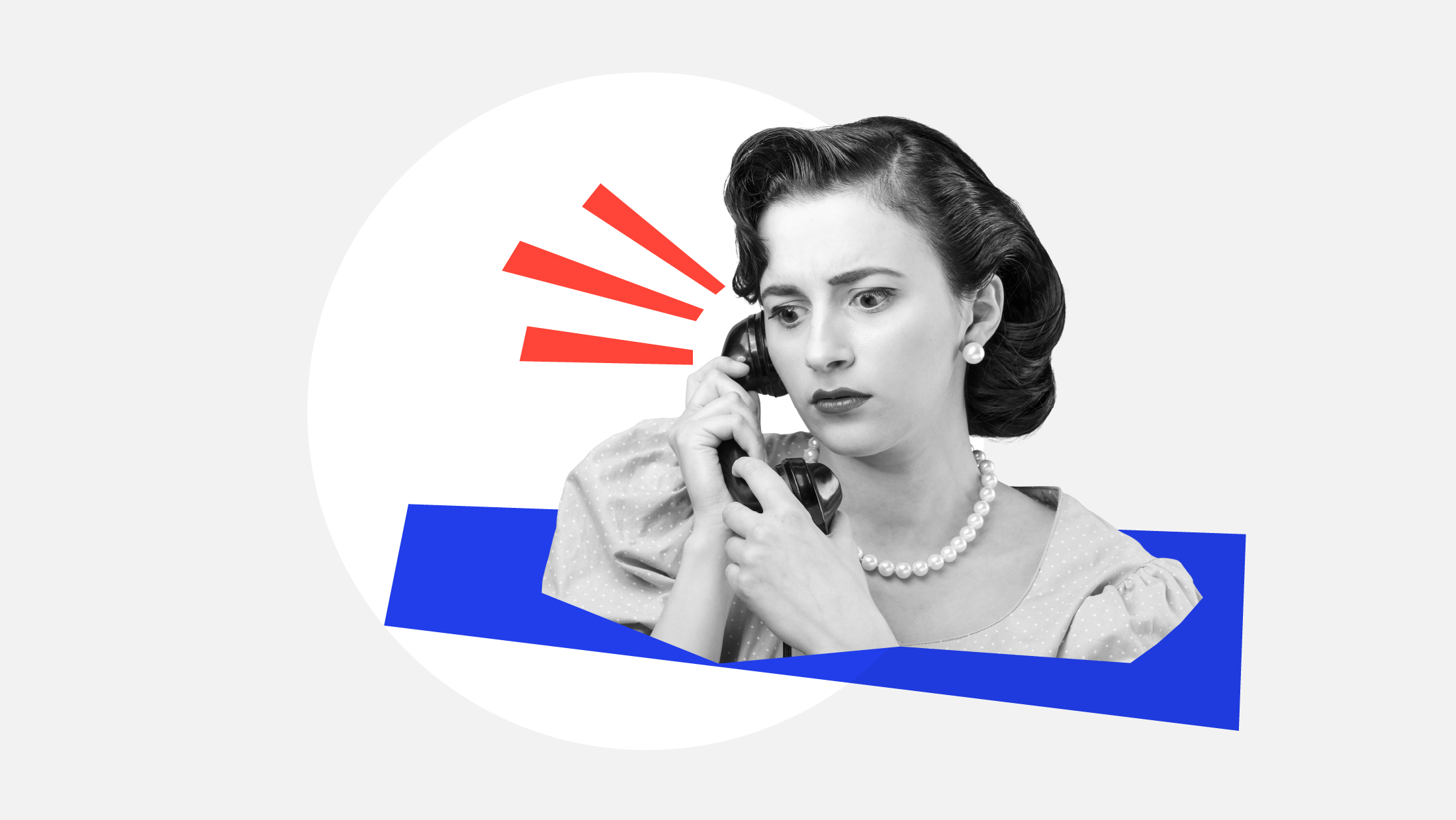 Vintage woman talking on phone in surprise.